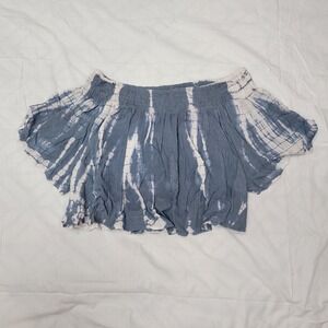 Kiwi & Punch Miami Tie Dye Off The Shoulder Crop Top Gravel LS6474 Blue White L